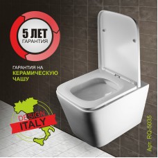 Подвесной безободковый унитаз с сиденьем Duroplast 505*350*345 Monterno RQ-5035