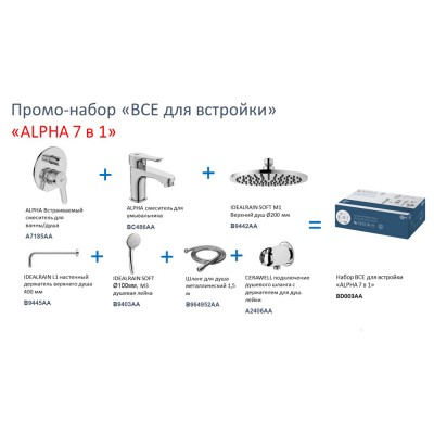 Комплект «ВСЕ для встройки» «ALPHA 7 в 1» Ideal Standard BD003AA